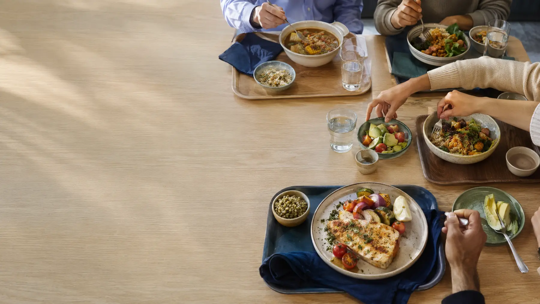 Distintas alternativas de almuerzo para colaboradores